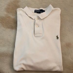 Cotton White Polo with green logo